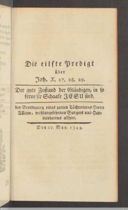 Die eilfte Predigt