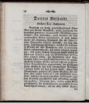 Dritter Abschnitt. Leichen -Tax -Reglement.