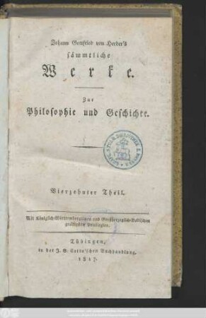 [Abt. 3], Theil 14: Verstand und Erfahrung, Vernunft und Sprache : Eine Metakritik zur Kritik der reinen Vernunft. 1799.