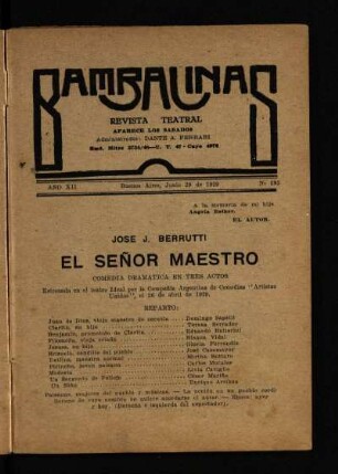 El señor maestro : comedia dramática en tres actos