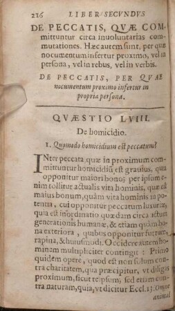 Qvaestio LVIII. De homicidio.