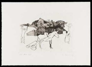 Radierung des Künstlers Rudi Lesser, Titel: Sidi Bou Said, 1973