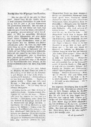 Bericht über die Sitzungen des Vereins
