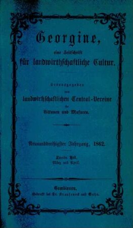 Neunundzwanzigster Jahrgang, 1862. Zweites Heft. März und April.