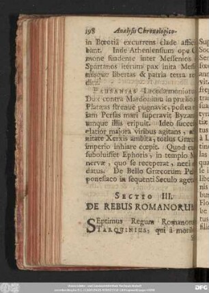 Sectio III. De Rebus Romanorum.
