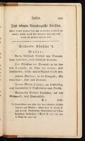 Jetzt lebende Nürnbergische Künstler.