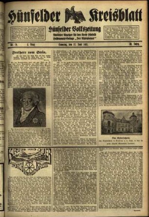 Zweite Ausgabe vom Samstag, den 27. Juni 1931.