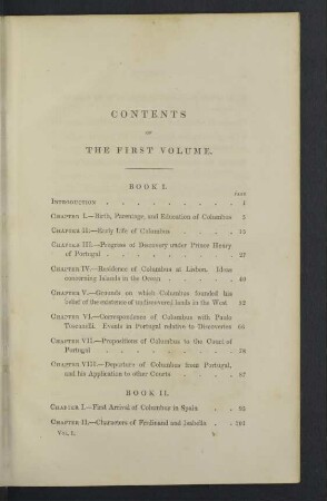 Contents of the first volume.