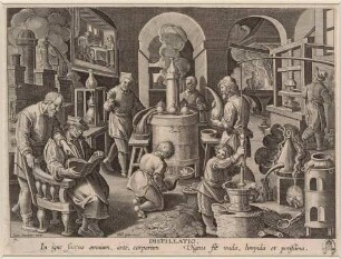 Distillatio (Die Destillation), Blatt 7 der Folge "Nova Reperta"