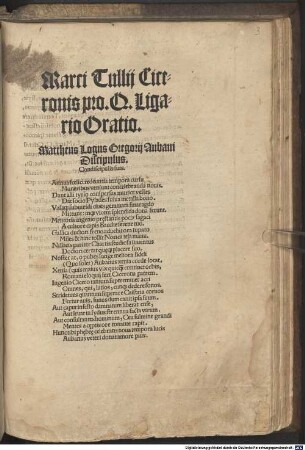 Marci Tullij Ciceronis pro Q. Ligario Oratio