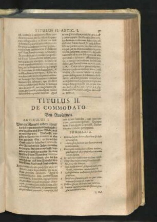 Titulus II. De Commodato. Von Auslehnen.