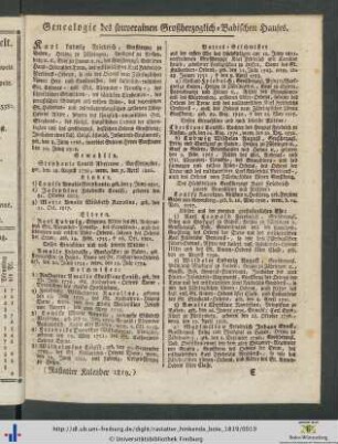 Genealogie des souverainen Großherzoglich-Badischen Hauses.