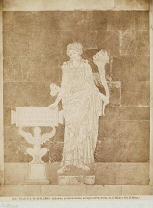 G. di Biagio oder Vito di Marco: Sibylle von Delphi, Detail des Fußbodens im Dom von Siena