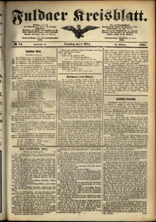 Ausgabe vom Dienstag, den 08. März 1910.