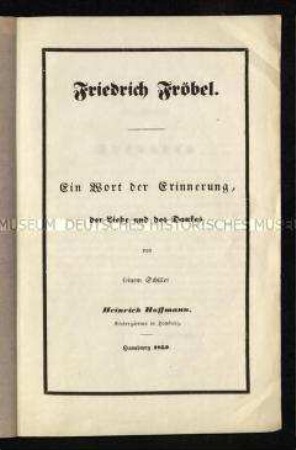 Nachruf auf Friedrich Fröbel