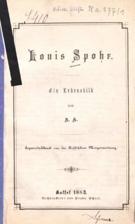 Louis Spohr : ein Lebensbild