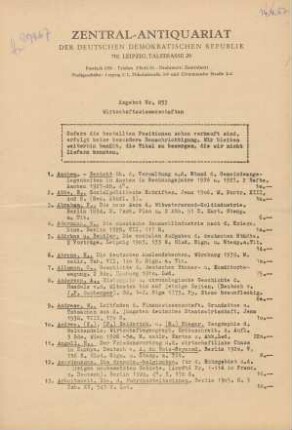 Nr. 853: Wirtschaftswissenschaften