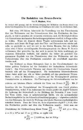 Die Reduktion von Bruns-Bowie
