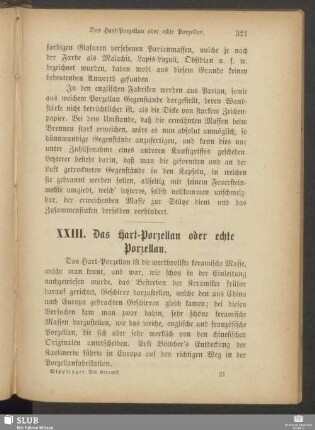 XXIII. Das Hart-Porzellan oder echte Porzellan