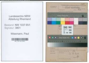 Entnazifizierung Paul Wiesmann , geb. 20.01.1892 (Inspektor)