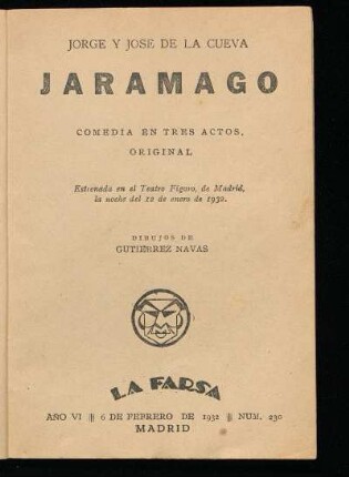 Jaramago : comedia en tres actos, original