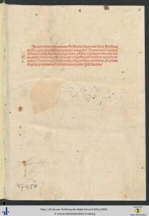 Incipit textus abbreuiatus Aristotelis super octo libris Phisico[rum] et tota naturali philosophia