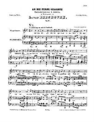 Beethoven's Werke, 224 = Serie 23: Lieder und Gesänge mit Begleitung des Pianoforte. An die ferne Geliebte (Liederkreis) : op. 98