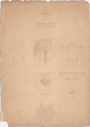 Voit, August von; Lingenfeld; Kath. Kirche St. Martin - Kanzel u. Beichtstuhl (Grundrisse, Ansichten)