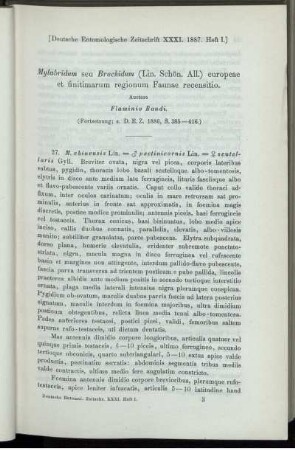 Mylabridum seu Bruchidum (Lin. Schön. All.) europeae et finitimarum regionum Faunae recensitio.