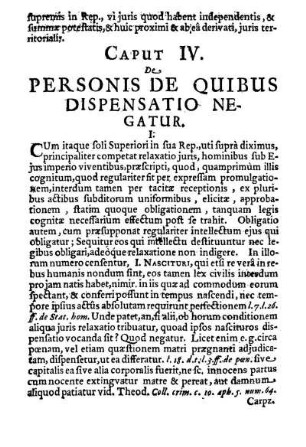 Caput IV. De personis de quibus dispensatio negatur.
