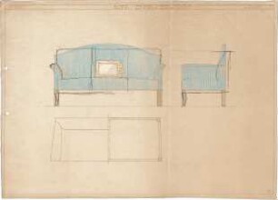Bertsch, Karl; Möbelentwürfe - Sofa (Ansichten, Teilansichten)