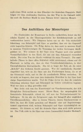 Das Aufblühen der Mozartoper