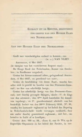 Extract uit de minuten, berustende ter griffie van den Hoogen Raad der Nederlanden