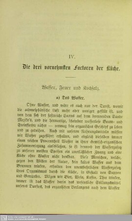 IV. Die drei vornehmsten Factoren der Küche