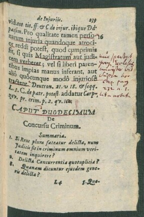 Caput Duodecimum De Concursu Criminum.