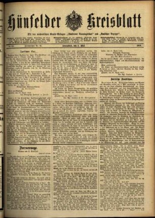Ausgabe vom Samstag, den 03. Mai 1913.