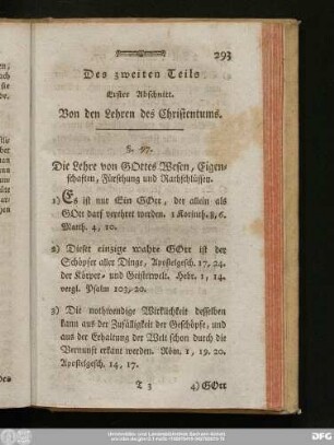 Erster Abschnitt. Von den Lehren des Christentums.