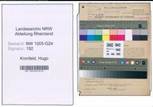 Entnazifizierung Hugo Kronfeld , geb. 06.06.1897 (Abtl.Leiter)