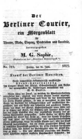 No. 719., Freitag, den 26. Juni 1829