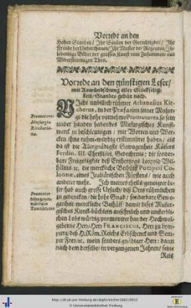 Vorrede an den günstigen Leser.