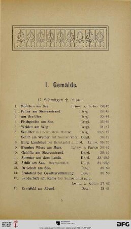 I. Gemälde (Nr. 1-237)