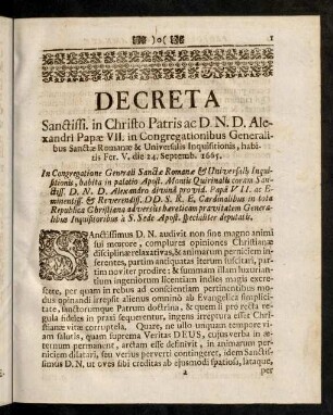 1-6, Propositiones XLV Damnatae ab Alexandro VII