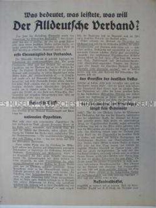 Propagandaschrift des Alldeutschen Verbandes mit Mitgliederwerbung und Vordruck für Beitrittserklärung