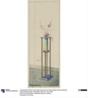 Darmstadt, Musiksaal im Neuen Palais, Blumenständer, vorbereitende Skizze, Perspektive