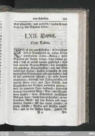 LXII. Capitel. Vom Tabac.