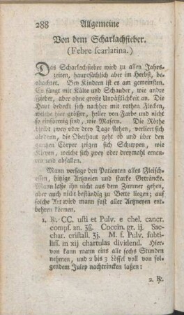 Von dem Scharlachfieber. (Febre scarlatina.)