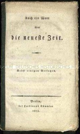 Schrift über den erfolgreichen Kampf gegen Napoleon