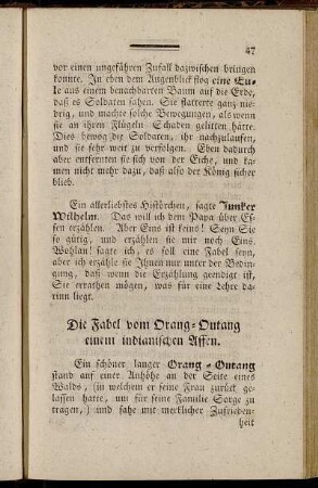 Die Fabel vom Orang-Outang einem indianischen Affen