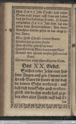 Das XX. Gebet