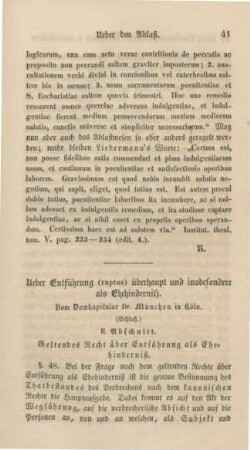 41-65 Ueber Entführung (raptus) überhaupt und insbesondere als Ehehinderniß (Schluß)